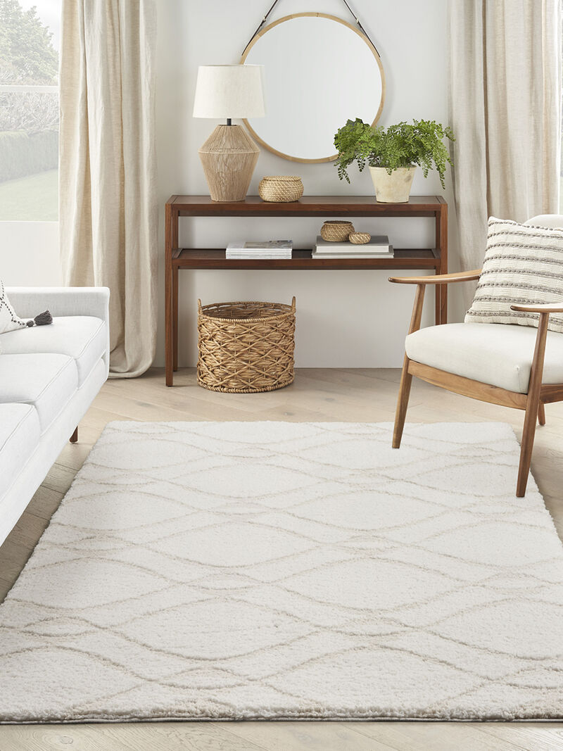 Modern Shag MMD03 Ivory/Beige 5'3" x 7' Rug