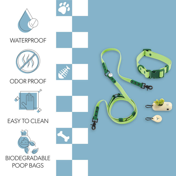 Luna Adjustable 6-in-1 Waterproof Hands-Free Leash and Collar with LED Flashlight