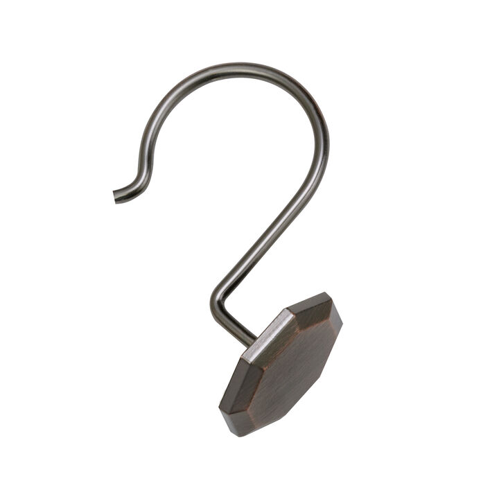 Utopia Alley Rust-Proof Zinc Shower Curtain Hooks with Octagon-Shaped end, Shower Hooks Hangers for Bathroom, Kitchen Utensils, Curtains, Clothing, Towels etc - Set of 12