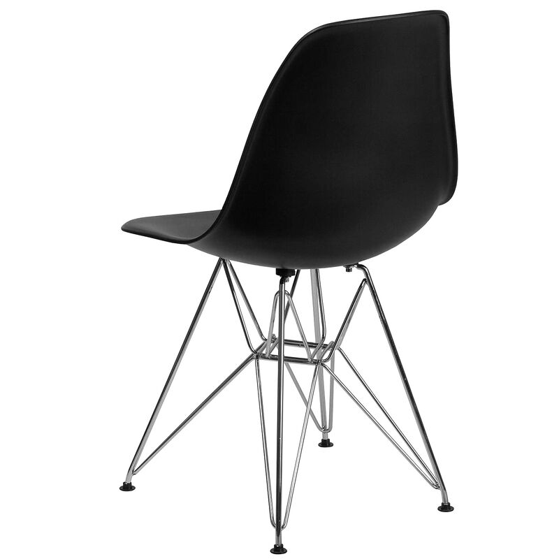 Flash Furniture Elon Series Black Plastic Chair with Chrome Base