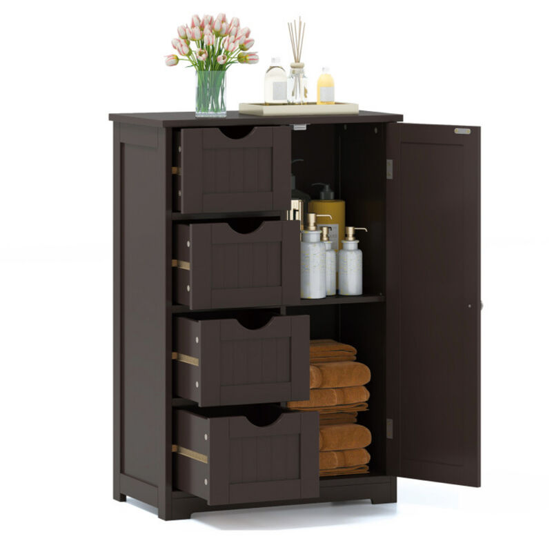 Standing Indoor Wooden Cabinet with 4 Drawers and Door Cabinet image number 4