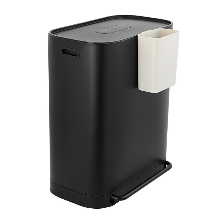 Beni Kitchen Trash/Recycling Double-Bucket Step-Open Trash Can with Liners