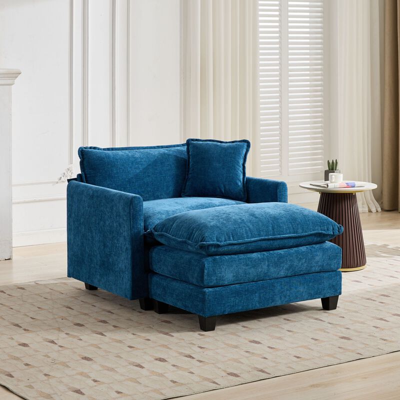 GOODSILO Modern Modular Sofa Ottoman with Adjustable Backrest - Plush Chenille Upholstery for Comfortable Lounge Seating Configuration image number 1