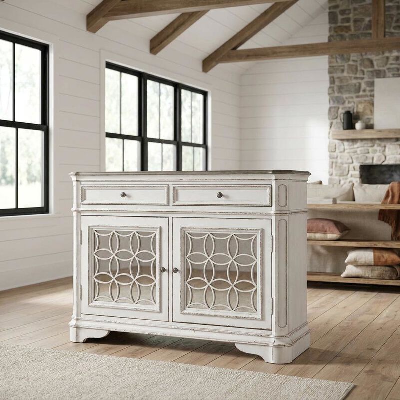 Liberty Furniture Solid Wood Buffet Cabinet with Storage, Sideboard for Dining Room, White image number 1
