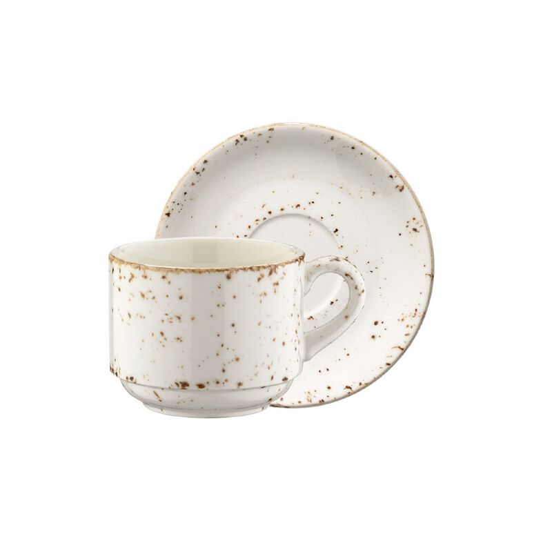 Grain Stacking 7 oz. Coffee Cup+Saucer Set for 2