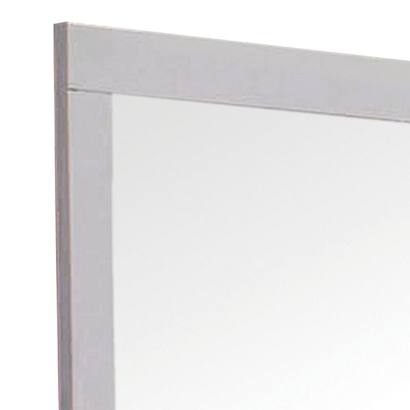 Wooden Frame Mirror with Mounting Hardware, White - Benzara