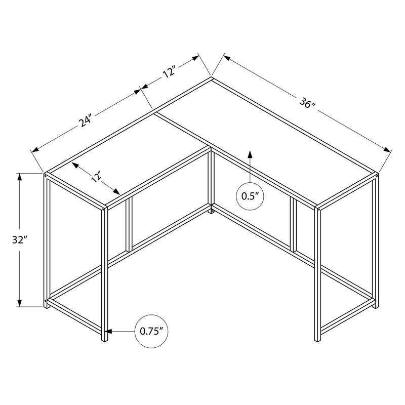 Monarch Specialties I 2159 Accent Table, Console, Entryway, Narrow, Corner, Living Room, Bedroom, Metal, Laminate, White Marble Look, Black, Contemporary, Modern