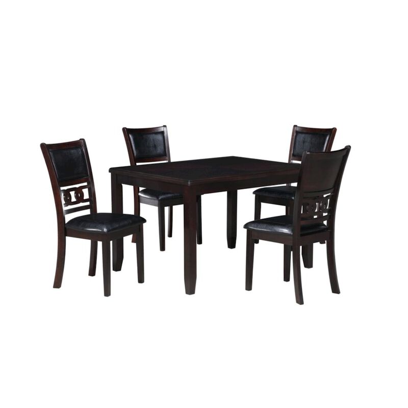 5-Piece Rectangular Dining Set 48" Table 4 Chairs Ebony Brown image number 1