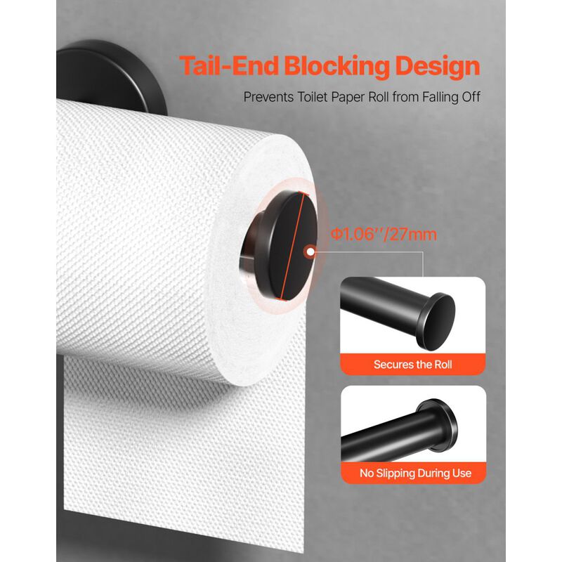 Wall Mount Toilet Paper Holder for Mega Rolls, Rust-Resistant Stainless Steel, Matte Black image number 4