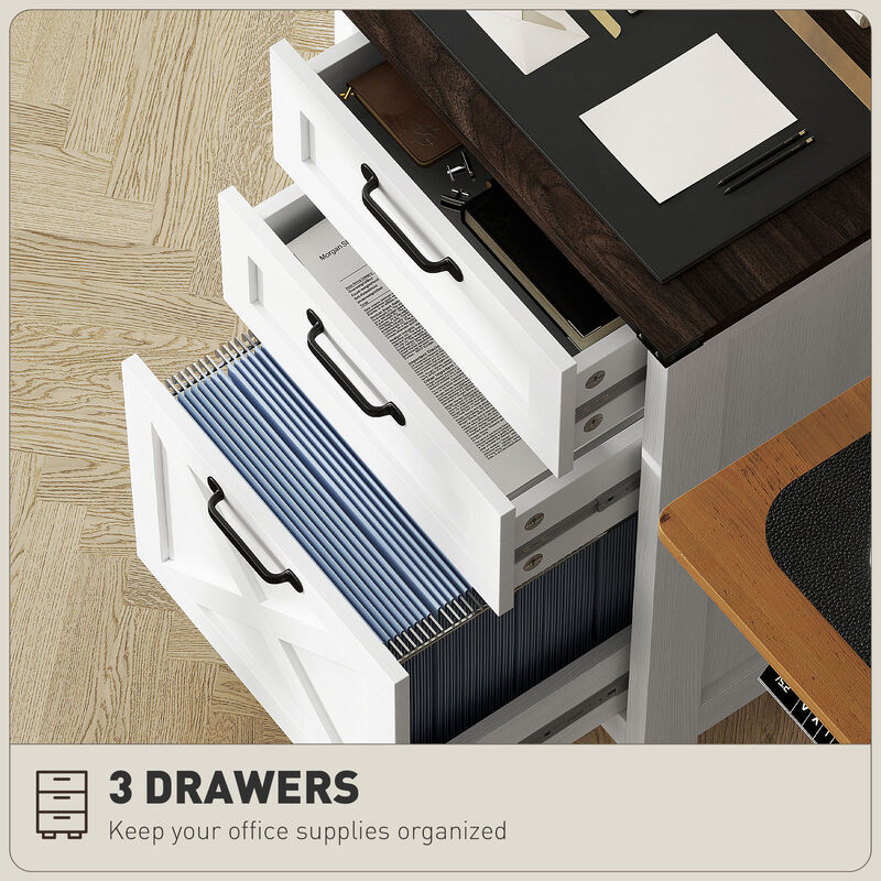 Hivvago Vertical File Cabinet with 3 Drawers for Office Storage image number 4
