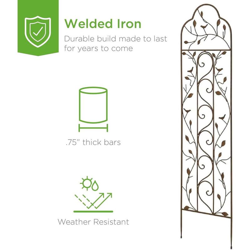 Hivvago 60-inch Tall Outdoor Iron Garden Trellis in Bronze Metal Finish