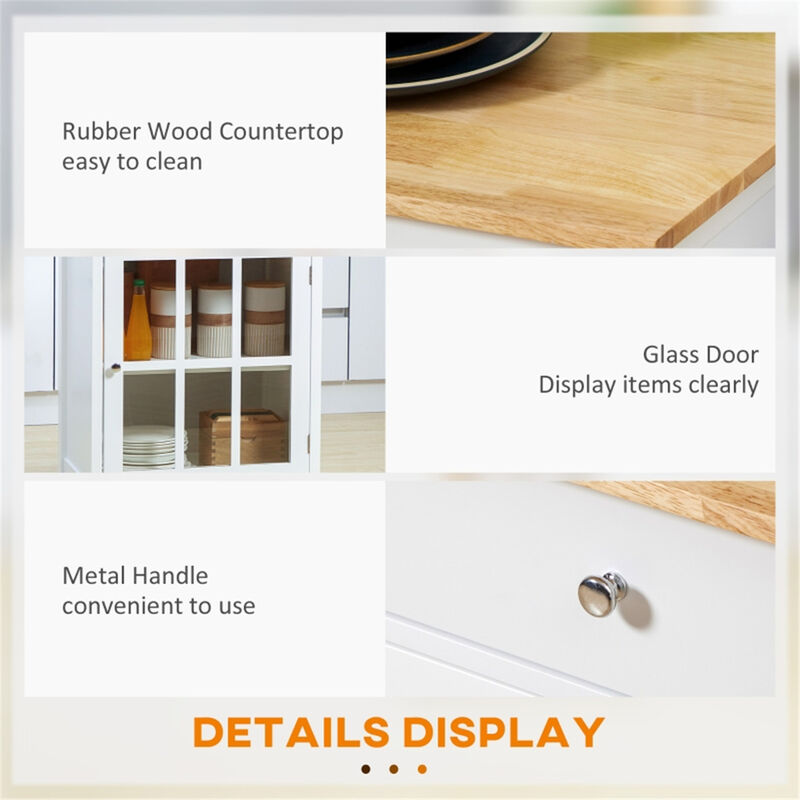 Wooden Kitchen Storage Cabinet with Doors and Countertop for Coffee Bar