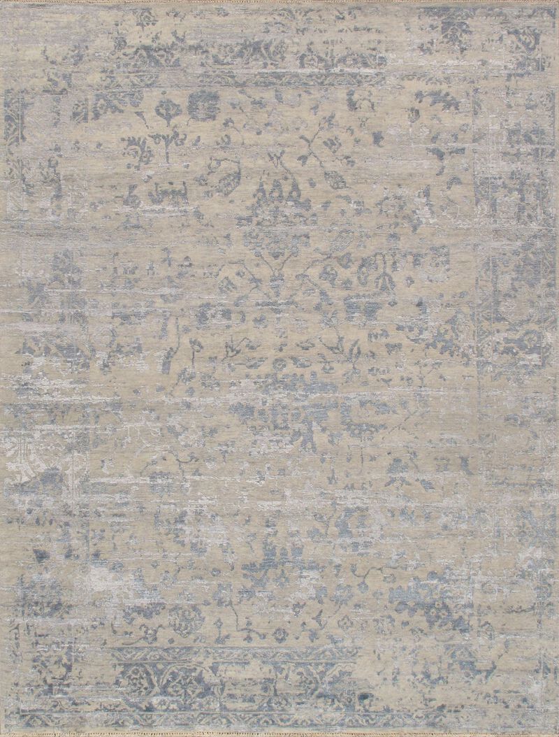 Pasargad Home Transitional Hand-Knotted Silk & Wool Area Rug- 7'11" X 9'10"