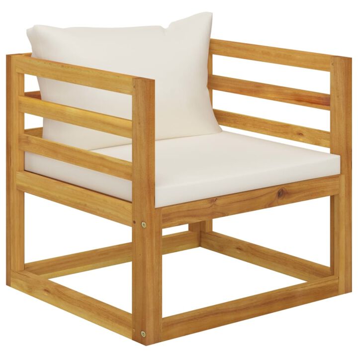 vidaXL Garden Chair with Cream Cushions Solid Acacia Wood