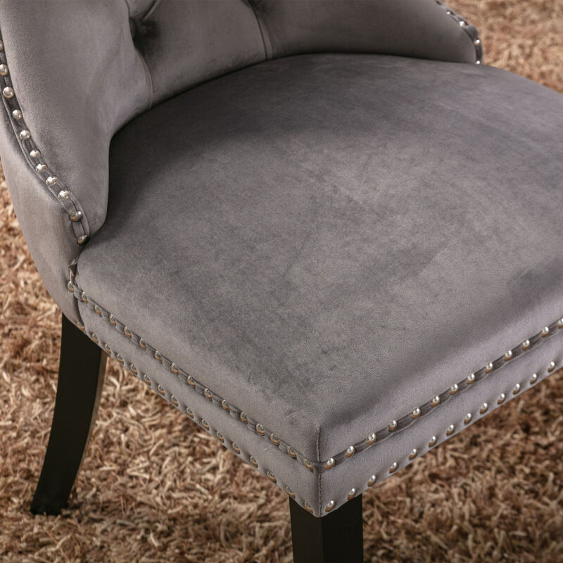 Streamdale Contemporary Velvet Upholstered Dining Chair Set, Gray, 2-Pcs image number 8