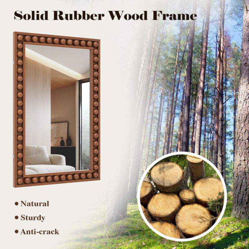 Hivvago Rustic Wall Mirror with Solid Wood Frame for Living Room  Bedroom