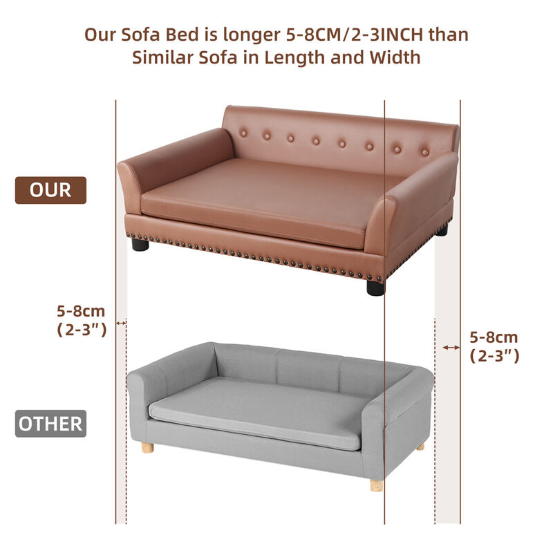 XX-Large Dog Couch Pet Sofa Bed Luxury Anti-wear Leather Dog Cat Snuggle Lounger image number 7