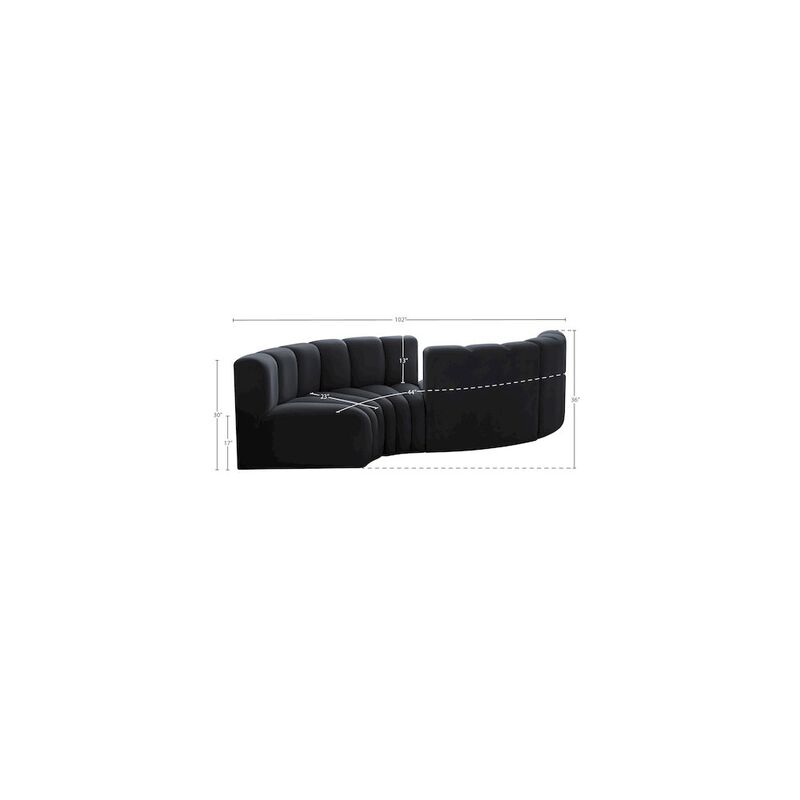Meridian Furniture Arc Black Velvet Modular Sofa
