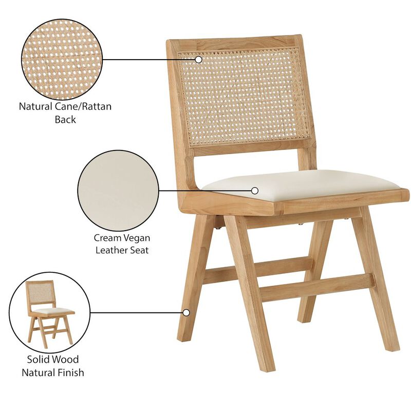 Meridian Furniture Abby Cream Vegan Leather Dining Side Chair, Set of 2