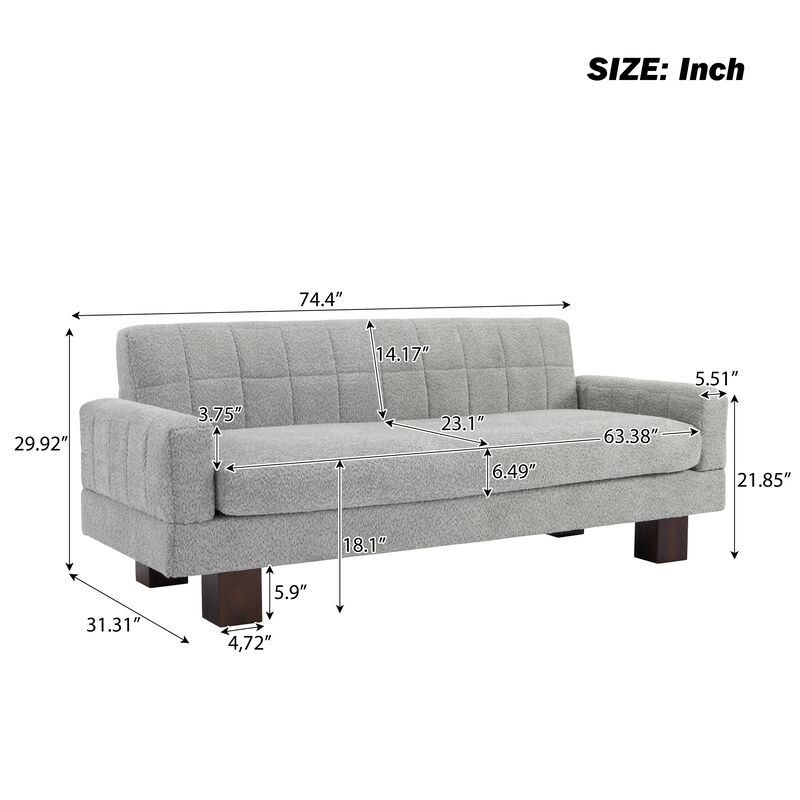 Merax Boucle Loveseat with Biscuit Tufted Back & Square Arms image number 2