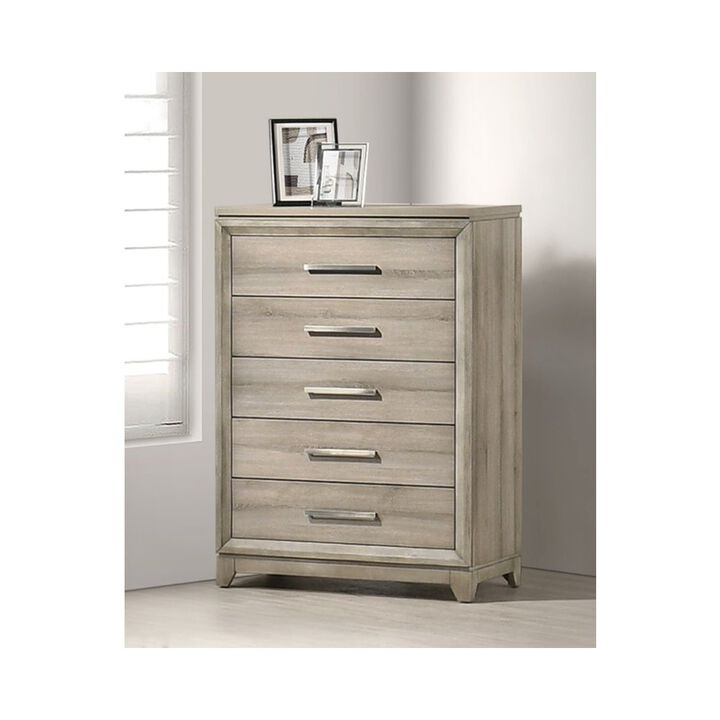 Best Quality Furniture Weathered Greige 5-Drawers Chest