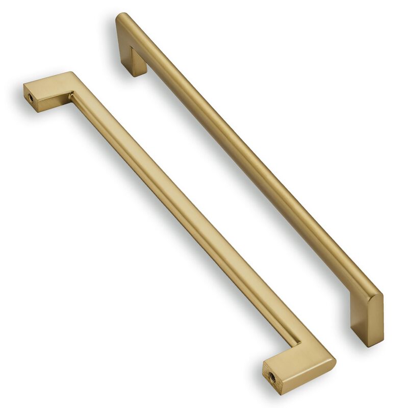 khtumeware 10 Inch Hole Center 6 Pack,Brushed Brass Cabinet Pulls Heavy Duty Solid Brushed Gold Kitchen Drawer Handle Antique Ca