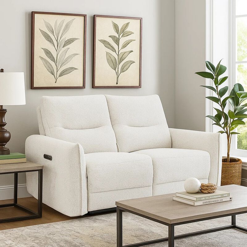 Lali Power Motion Recliner Loveseat with USB, Zero Gravity, Cream Chenille image number 1