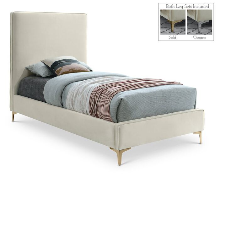 Meridian Furniture Geri Cream Velvet Twin Bed