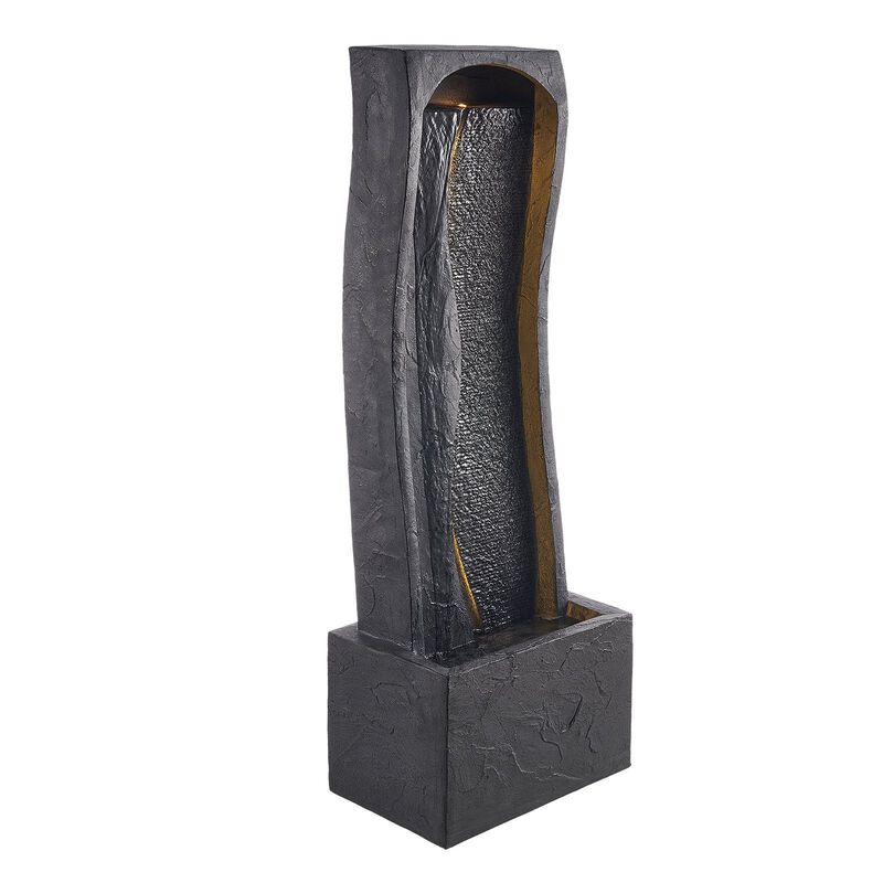 1-Tier Outdoor Water Fountain with LED Light, Rock Base Floor Design for Garden Patio image number 9