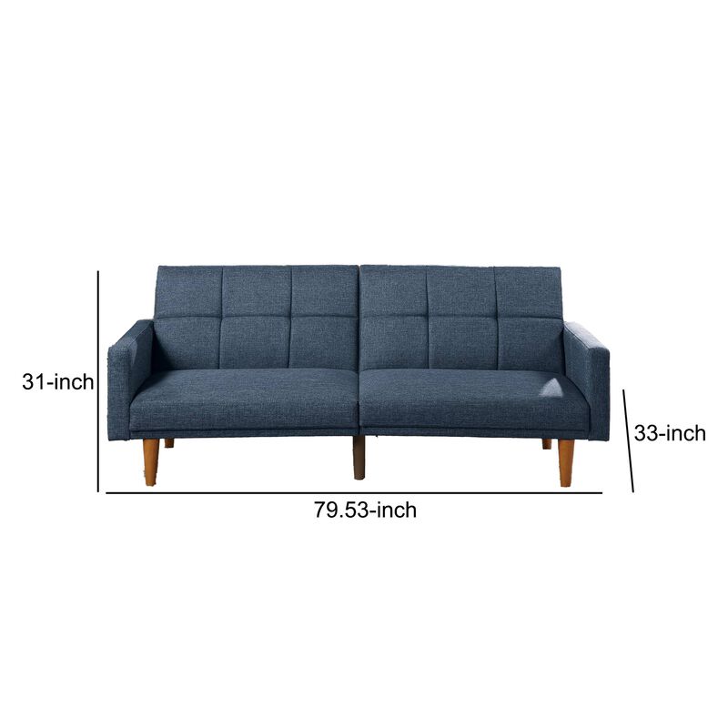 Fabric Adjustable Sofa with Square Tufted Back, Blue image number 5