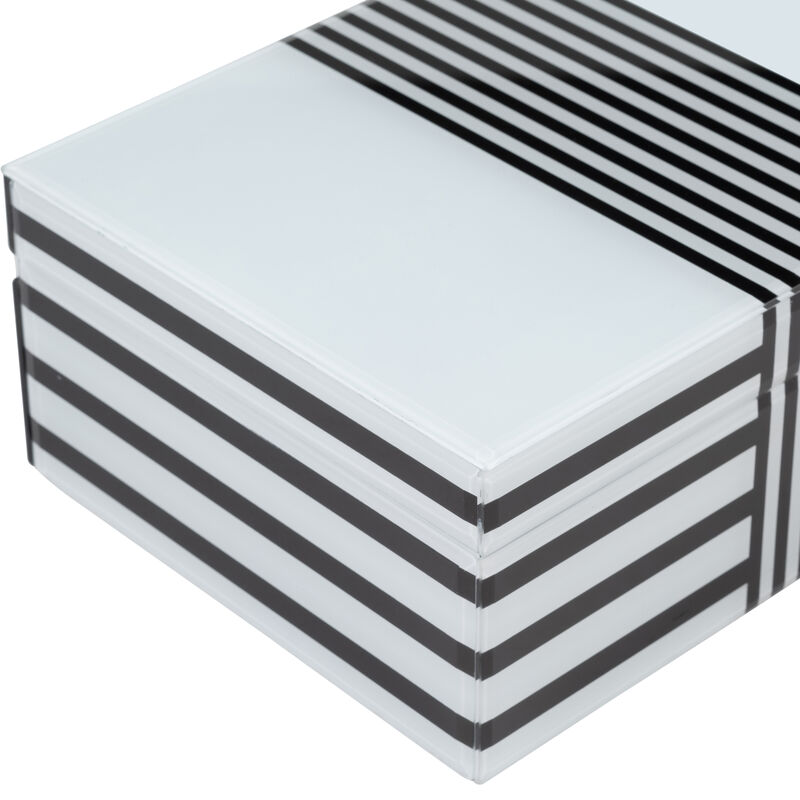 Wood, S/2 8/11" Striped Boxes, Black/white image number 5