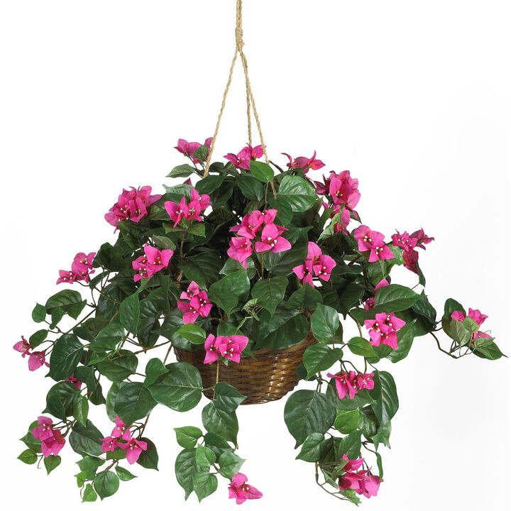 Nearly Natural 24-in Bougainvillea Hanging Basket