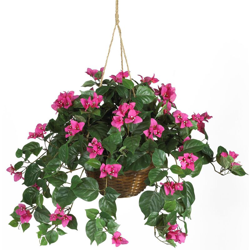 Nearly Natural 24-in Bougainvillea Hanging Basket