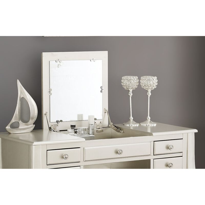 Silver Vanity Set with Unique Legs and Cushion Seat