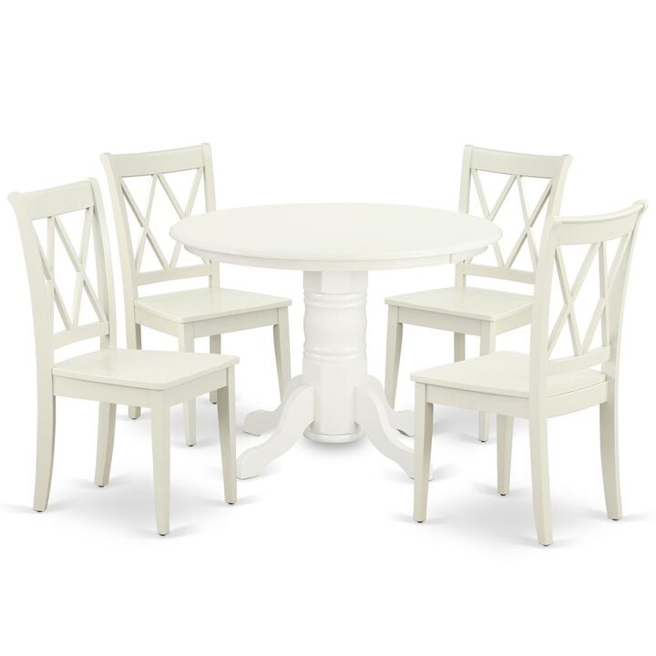East West Furniture Dining Room Set Linen White, SHCL5-LWH-W