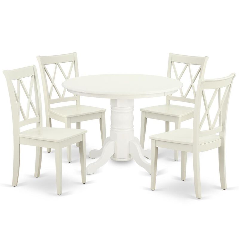 East West Furniture Dining Room Set Linen White, SHCL5-LWH-W