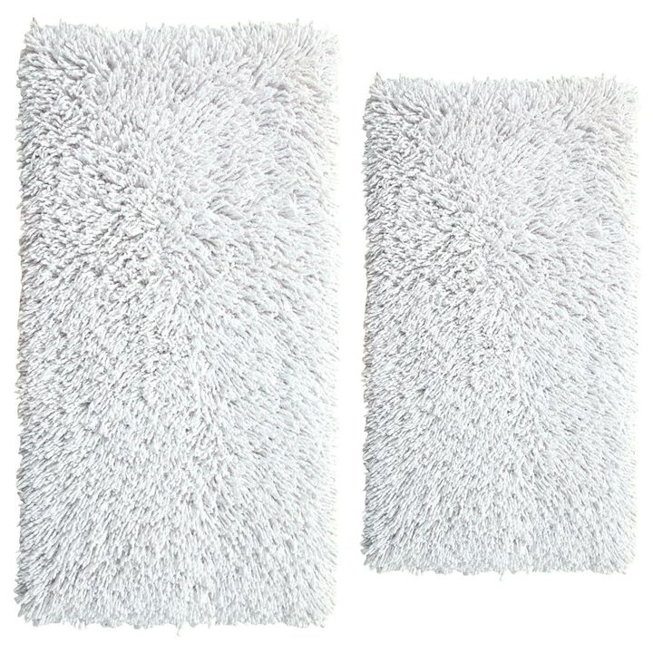 Knightsbridge Melbourne 220 GSF Non Skid Back Bath Rug Set - 2- Piece - 17x24 and 21x34", White