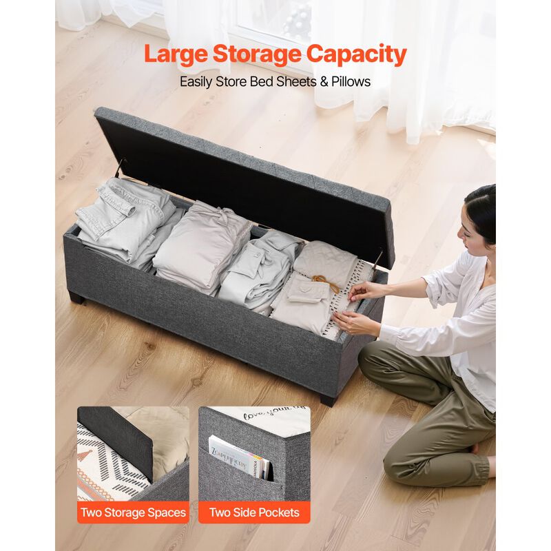 Linen Storage Bench Ottoman with Flip-Up Lid for Bedroom and Entryway image number 7