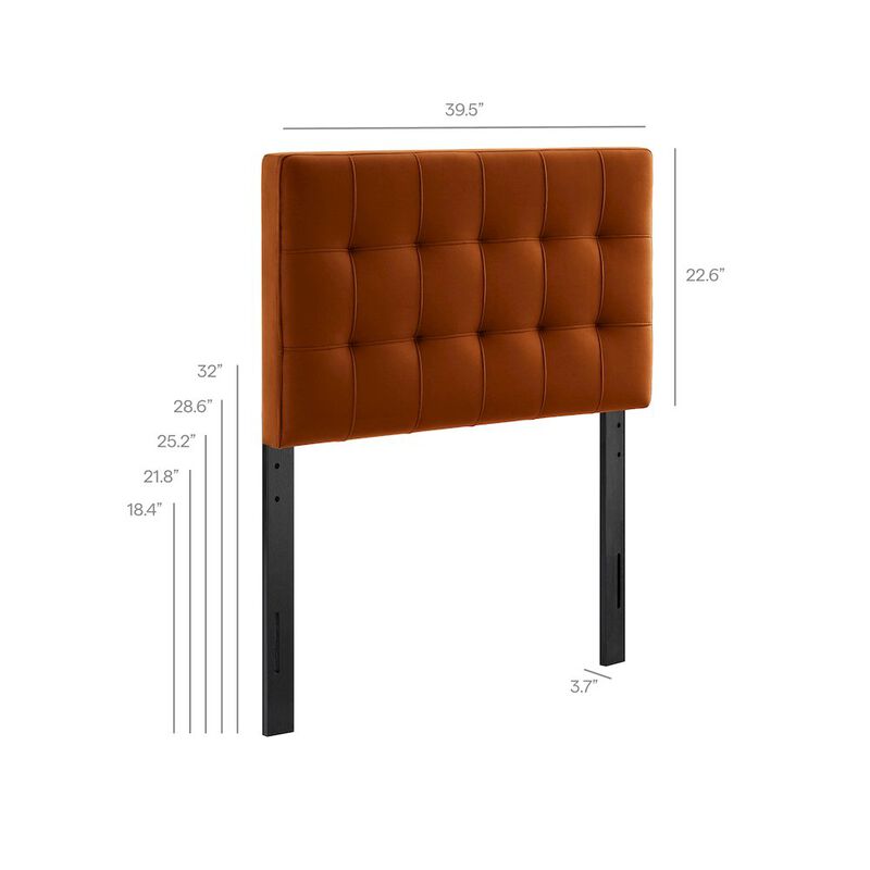 Lily Stain-Resistant Performance Velvet Twin Size Headboard image number 1