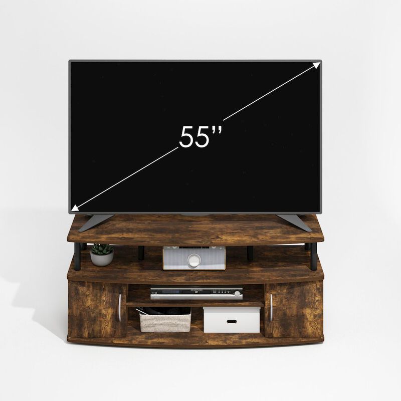 JAYA Large Entertainment Center Hold up to 55-IN TV, Amber Oak/Black