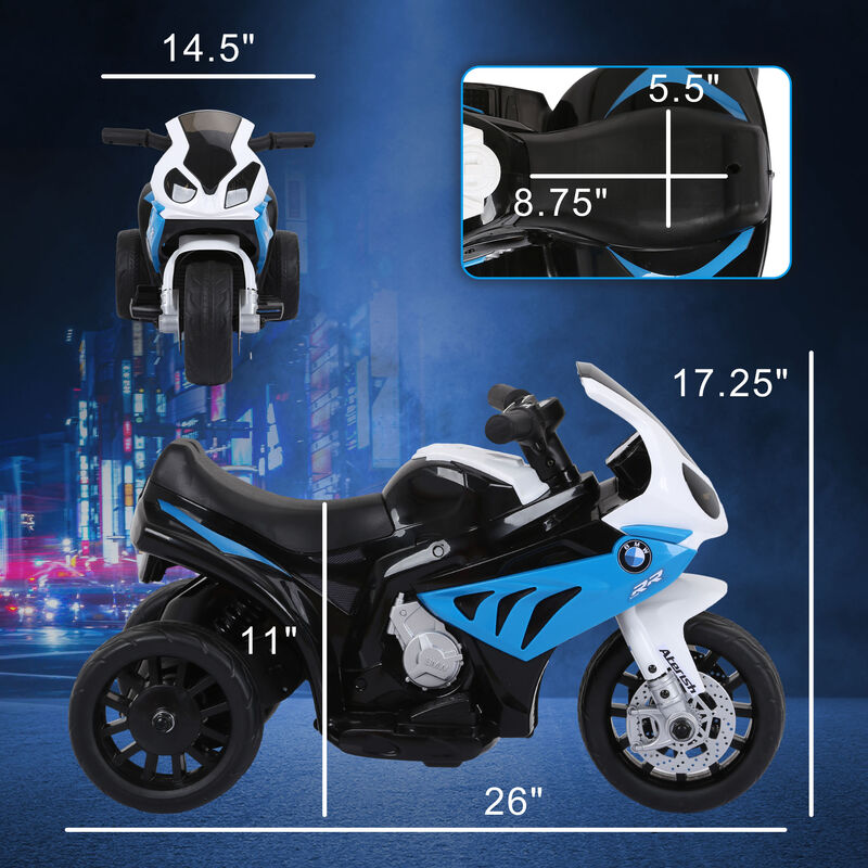 BreeBe 6V 3 Wheeled Electric Motorcycle, Kids Motorcycle Licensed BMW with Headlight, Music image number 2