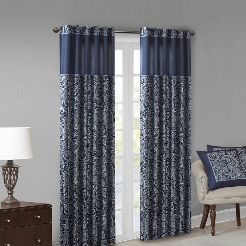 Gracie Mills Thornton Jacquard Curtain Panel Pair - 50x108" image number 0