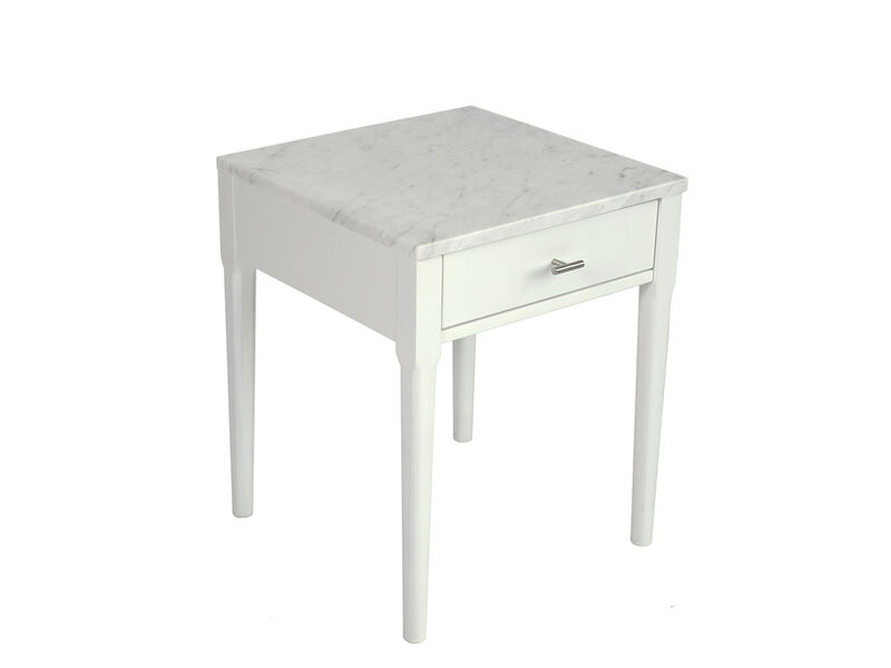 Alto 18" Square Italian Carrara White Marble Side Table with Legs