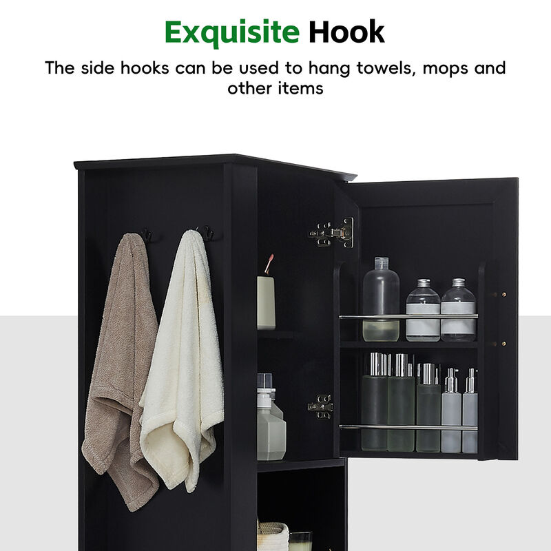 Merax Tall Bathroom Utility Cabinet with Reversible Sides, 2 Adjustable Shelves image number 6
