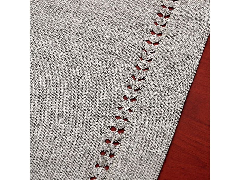 Decorative Handmade Hemstitch Gray Dining Table Placemats image number 2