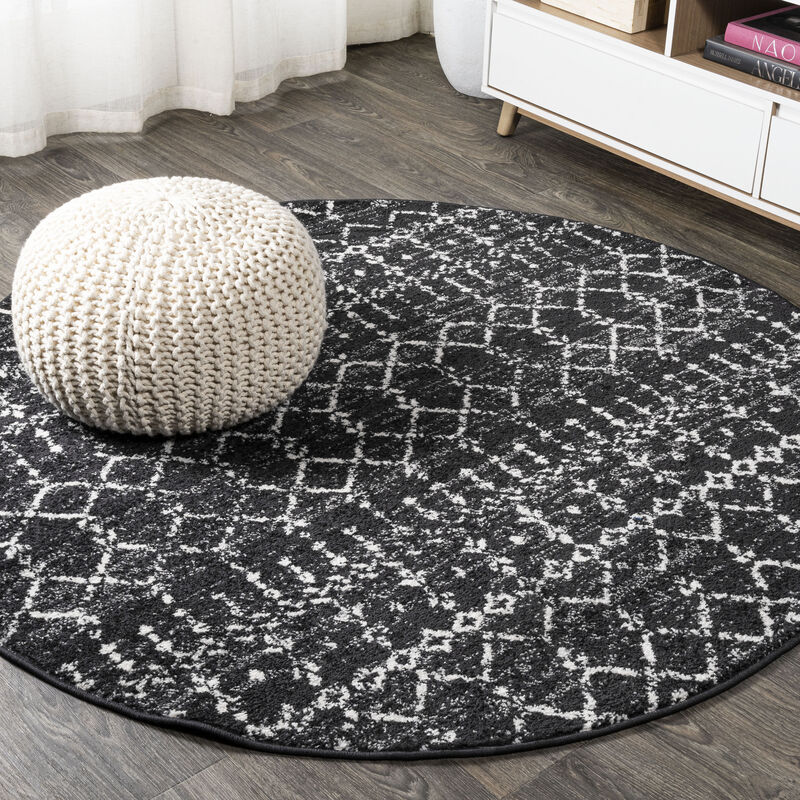 Moroccan Hype Boho Vintage Diamond Round Area Rug
