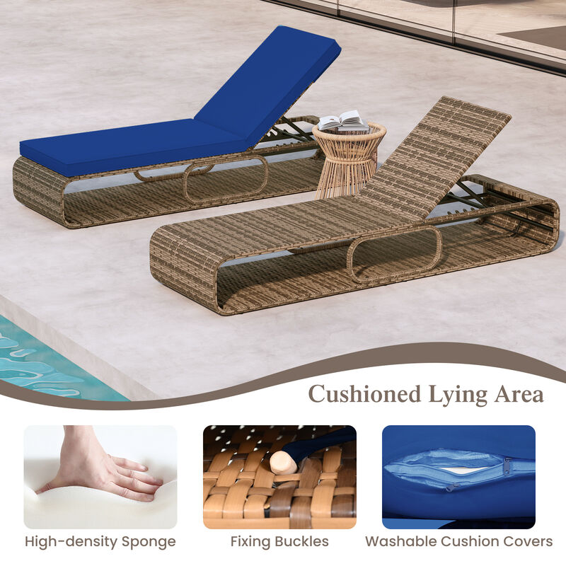 PE Rattan Patio Chaise Lounge Chair with 7-Position Reclining Backrest image number 6