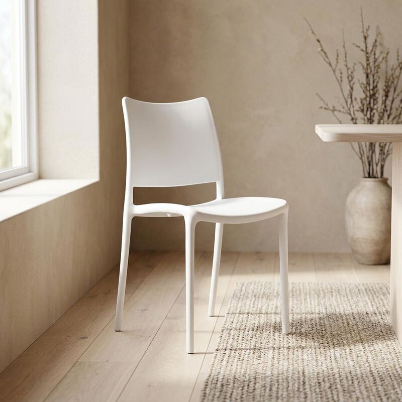 Stackable Plastic Dining Chair for Kitchen and Dining Room Table Sets, White image number 6