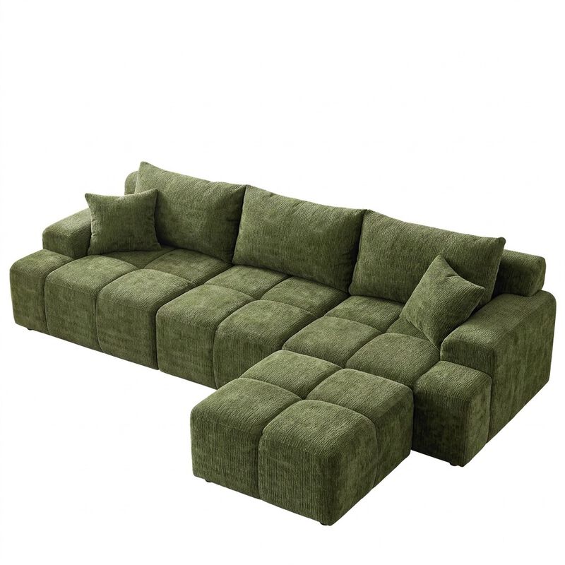 Vipbear 122" L Shaped Modular Sectional Sofa with Ottoman Oversized Deep Seat Comfy Chenille Fabric image number 0