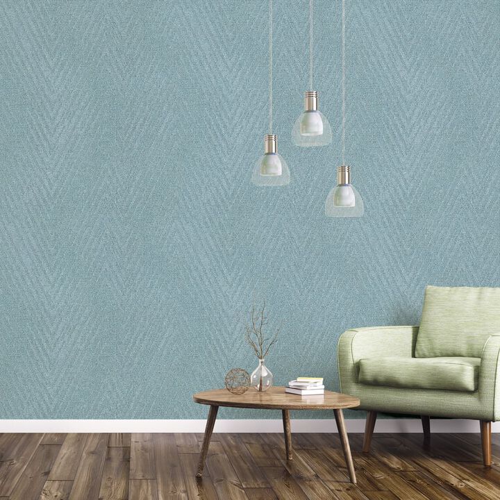 Utopia Green Herringbone Weave Textured Wallpaper G68025